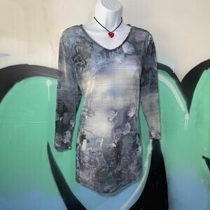 Y2K Mesh Chinese Print Top